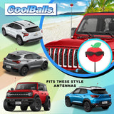 Coolballs Red Apple with Sunglasses Car Antenna Topper - Thin Antenna Fit