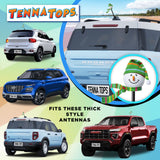 Tenna Tops Snowman Winter Hat & Scarf Car Antenna Topper (Green) - Thick Antenna Fit