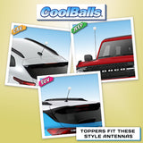 Coolballs Plain White Car Antenna Ball - Thin Antenna Fit