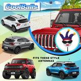 Coolballs Cool Jesterette Car Antenna Topper - Thin Antenna Fit