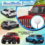 Coolballs Plain White Car Antenna Ball - Thin Antenna Fit