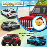 HappyBalls Winter Happy Santa Car Antenna Topper - Thin Antenna Fit