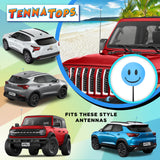 ..Tenna Tops Happy Smiley Face Car Antenna Ball (Blue) - Thin Antenna Fit