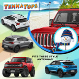 Tenna Tops Snowman Winter Hat & Scarf Car Antenna Topper (Blue) - Thin Antenna Fit