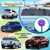 ..HappyBalls Happy Smiley Face Car Antenna Topper (Purple) (Fits Thick Style Antenna)