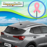 HappyBalls Pink Awareness Ribbon Car Antenna Topper - Thin Antenna Fit