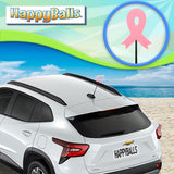 HappyBalls Pink Awareness Ribbon Car Antenna Topper - Thin Antenna Fit