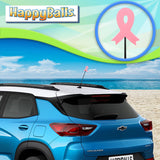 HappyBalls Pink Awareness Ribbon Car Antenna Topper - Thin Antenna Fit