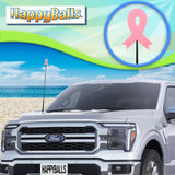 HappyBalls Pink Awareness Ribbon Car Antenna Topper - Thin Antenna Fit