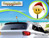 HappyBalls Winter Happy Santa Car Antenna Topper - Thick Fat Antenna Fit