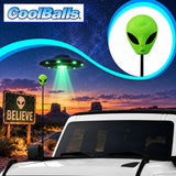 Coolballs Green Alien Car Antenna Topper - Thin Antenna Fit
