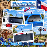 *New* Coolballs Texas Flag Car Antenna Topper - Thick Fat Antenna Fit