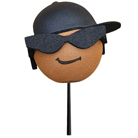 Coolballs Cool Dude Black Sideways Hat Car Antenna Topper - Thin Antenna Fit
